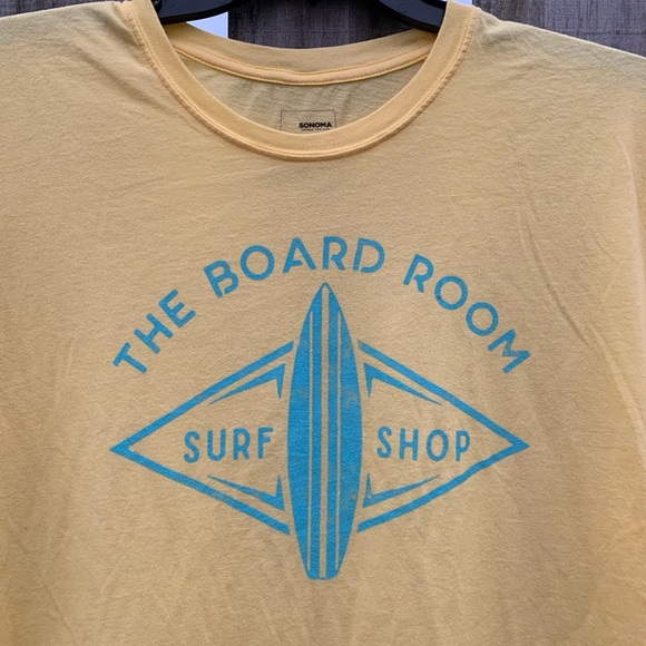 Sonoma Soft Yellow Shirt. “The Board Room Surf Shop” Size 2XL - Picture 2 of 4